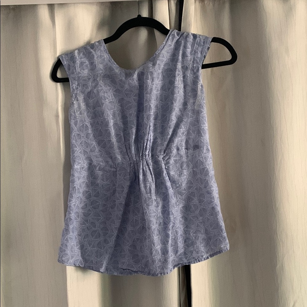 Banana Republic Light Blue Geometric Blouse Silk Blend